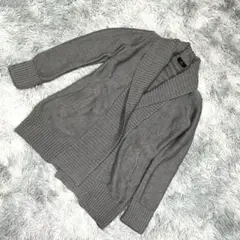 イネド カーディガン M グレー ウール混 ロング丈 美シルエット 上品