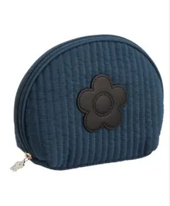 マリークヮント　デイジーパッチヌビ ラウンドポーチL ブルーFREE