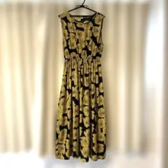 coca レトロ花柄フレアロングワンピース