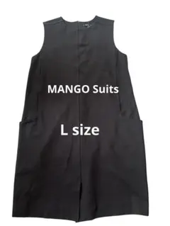 Mango Suits 黒 ノースリーブ　ワンピース 　膝下丈　厚地　Lのサムネイル