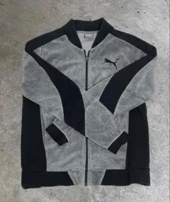 PUMA プーマ ベロア トラックジャケット 刺繍ロゴ Y2K グレー XL 