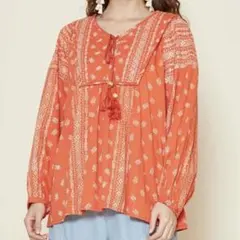 アミナ チャイハネ　シャツ　バンダナ柄　プリント　キルティング　インド綿　長袖のサムネイル