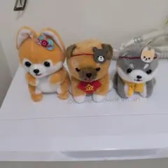 豆しば三兄弟 3体セット オレンジ・茶色・グレー