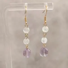 アメジストと水晶のピアス
