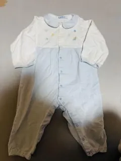 familiar 水色と白のロンパース