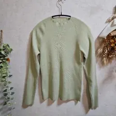 discoat リブ編みライトグリーン長袖セーター Fサイズ