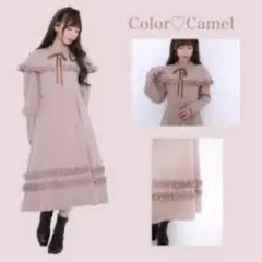 ケープワンピース キャメル色3L キャメル 皆方結衣さん