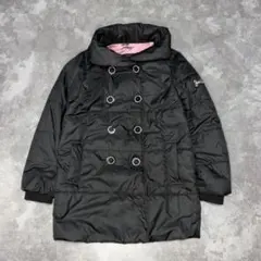 ダブルボタン ロング ジャケット ブラック キッズ アウター 軽量 150