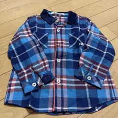 familiar ブルーチェック柄 長袖シャツ 100