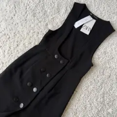 【極美品】ZARA ザラ ダブルブレスト ジャンパースカート ワンピース黒 xs