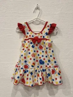 女の子用ワンピース水着 100cm 水玉&アイス模様