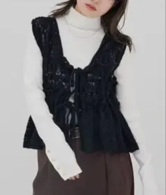 DISCOAT レース フリル ビスチェ 黒