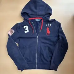【希少】Polo by Ralph Lauren 高級パーカー 刺繍ロゴ 古着M