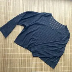 DURAS 透かし編みニット ショート丈 ブラック