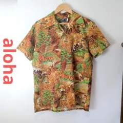 aloha ヴィンテージ風 ハワイアンシャツ　アロハシャツ　Mのサムネイル