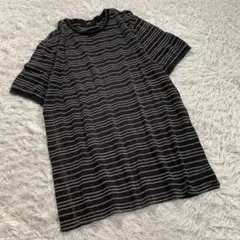 AZUL by moussy (M) コットン 総柄 ボーダー ニット シャツ