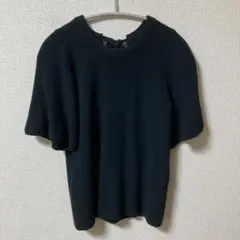 バナナリパブリック 半袖コットンニットシャツ レディースSサイズ ブラック