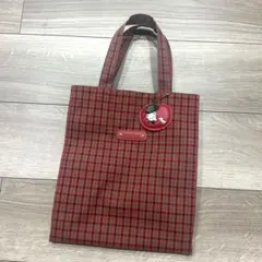 familiar 赤チェックトート　大