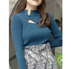 【2色セット】MURUA クロスオーバー襟 長袖ニット