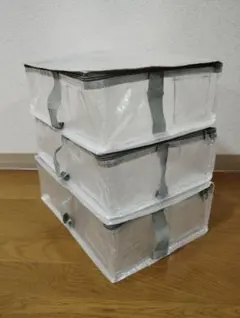 スリーコインズ　フタ付きクリアボックス　3個　3COINS