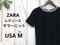 ZARA ザラ レディース サマーニット リブ 半袖 カットソー 大人可愛い 黒