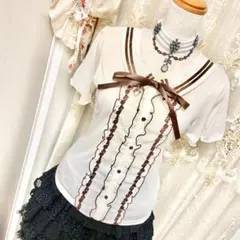 axes femme 刺繍入りビスチェブラウス　姫カジY2K coquette axes femme ピンクブラウス クラロリ Y2K coquette 姫カジ - メルカリ