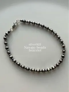 ナバホ ビーズ パール シルバー silver 925 ブレスレット 19のサムネイル