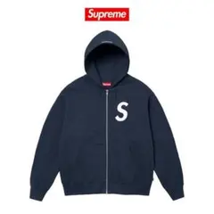 Supreme ネイビー Sロゴ ジップアップパーカー