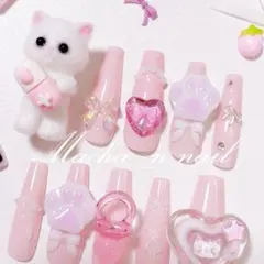 現品♡平成女児ネイルチップ量産型サブカルピンク推し活ゴテゴテバレンタイン地雷系