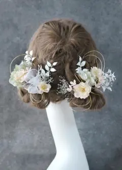 A21※※パステルカラー フラワーヘッドドレス 卒業式 結婚式