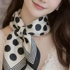 スカーフ 大判 ドット 大人可愛い 上品 高見え モノトーン 水玉