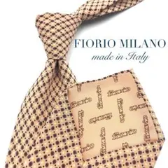 【美品】FIORIO MILANO ネクタイ ドット柄 ベージュ ボルドー 金のサムネイル