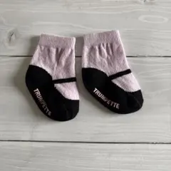 TRUMPETTE ベビー靴下 ピンク ブラック MARYJANES