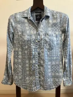 AMERICAN EAGLE ボーイフレンドフィットシャツ XXS デニムブルーのサムネイル