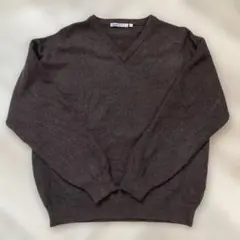 ユニセックス　ニットセーター　ブラウン　秋冬　韓国風　キレイめ　上品