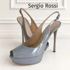 新品 SergioRossiセルジオロッシ パテント オープントゥパンプス39のサムネイル