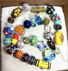 ベネチアンガラス ミルフィオリ ガラス細工 ７個まとめ売り　ハンドメイド　美品 ベネチアンガラス ミルフィオリ ガラス細工 7個まとめ売り