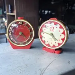 旧ソビエト　ゼンマイ置時計2個　ヴィンテージ実働品　レトロポップ　ペアウォッチ