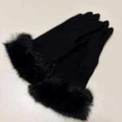 Laura Biagiotti ブラックファー付き手袋