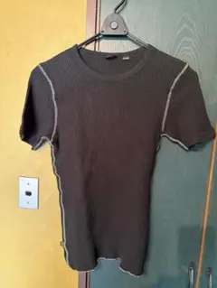 ALPHA ブラック ワッフル編み Tシャツ X-LARGE
