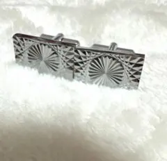 シルバー 幾何学模様 カフリンクス