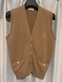 Papas パパス ニットベスト Mサイズ ロゴ 茶系のサムネイル