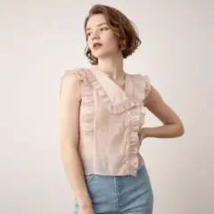 【最終値下げ】DEICY フリルシアーノースリーブブラウス トップス ピンク