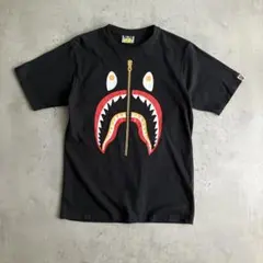A BATHING APE シャークT 黒 ジップロゴT BAPE