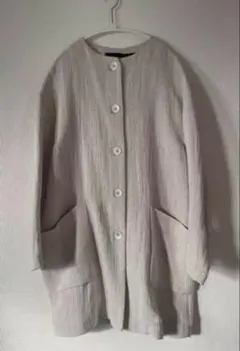 新品 ZARA BASIC ノーカラー スプリングコート サイズS ベージュ