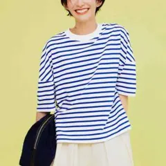 イディット　Tシャツ　ランタンスリーブ　ミニ裏毛　オーバーサイズシャツ　ボーダー