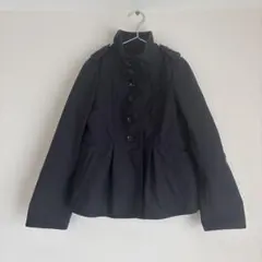 BURBELLYブラック ボタン付きジャケット　ファンネルコート