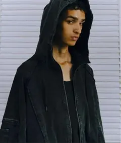 [HARE]ピグメントダブルポケットZIPパーカー ブラック