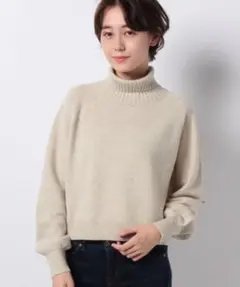 アダムエロペ ウールクロップドタートルニットプルオーバー