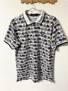 【美品】ルコック ゴルフ ポロシャツ LL 総柄 半袖 白